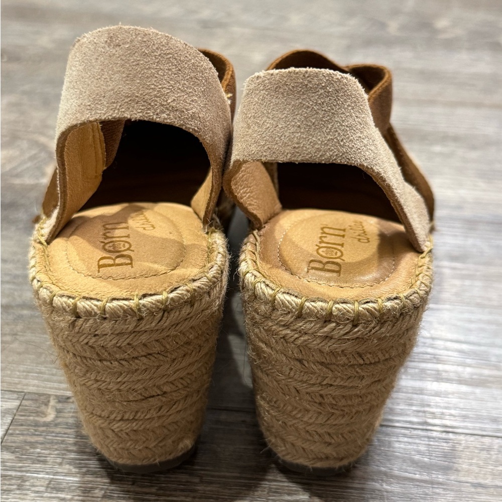 Born Women’s Meade Sandal size 7 Suede Wedge Platform Espadrille Tan Bro… - Picture 6 of 8
